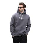 Madmext Füme Kapüşonlu Nakış Detaylı Cepli Erkek Sweatshirt 7066,Gri M