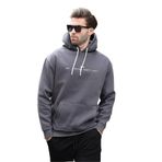 Madmext Füme Kapüşonlu Nakış Detaylı Cepli Erkek Sweatshirt 7066,Gri S