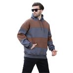 Madmext Füme Kapüşonlu Renk Bloklu Cep Detaylı Erkek Sweatshirt 7044,Füme XL