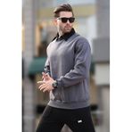 Madmext Füme Polo Yaka Erkek Sweatshirt 7086,Füme M