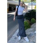 Madmext Füme Yandan Büzgülü Maxi Etek MG2085