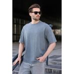 Madmext Gri %100 Pamuklu Oversize Erkek Tişört E7178 - XL