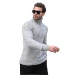 Madmext Gri Balıkçı Yaka Desenli Erkek Kazak E7292,Gri S