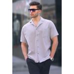 Madmext Gri Basic Kısa Kollu Erkek Gömlek 5598 - XL