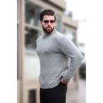 Madmext Gri Bisiklet Yaka Overfit Erkek Triko Kazak E7402 - XL