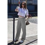Madmext Gri Çift Bel Bantlı Wide Leg Kadın Pantolon MG2551