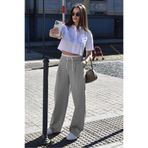 Madmext Gri Çift Bel Bantlı Wide Leg Kadın Pantolon Mg2551,Gri XL
