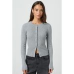 Madmext Gri Düğmeli Uzun Kollu Kaşkorse Hırka Kadın Slim Fit Triko Orta Kalınlık MG2177
