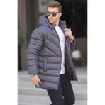 Madmext Gri Kapüşonlu Erkek Şişme Mont 6803