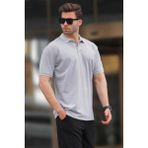 Madmext Gri Overfit Kısa Kollu Polo Yaka Erkek Tişört 7029 - 2XL
