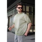 Madmext Haki %100 Pamuklu Bisiklet Yaka Oversize Erkek Tişört E7177 - 2XL