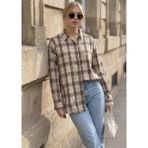Madmext Haki Basic Kare Desenli Kadın Gömlek MG2828