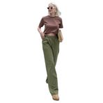 Madmext Haki Beli Büzgülü Bol Paça Kadın Pantolon Mg2011,Haki L