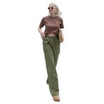 Madmext Haki Beli Büzgülü Bol Paça Kadın Pantolon Mg2011,Haki S