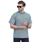 Madmext Haki Bisiklet Yaka Çizgili Kısa Kollu Arma Detaylı Erkek T-Shirt 7031,Haki L