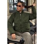 Madmext Haki Dik Yaka Kapitone Kadın Mont MG2568