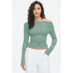 Madmext Haki Kadın Off Shoulder Uzun Kollu Bluz MG2567