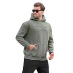 Madmext Haki Kapüşonlu Cep Detaylı Baskılı Erkek Sweatshirt 7064,Haki 2XL