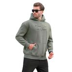 Madmext Haki Kapüşonlu Cep Detaylı Baskılı Erkek Sweatshirt 7064,Haki M