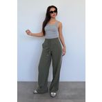 Madmext Haki Şerit Detaylı Bol Paça Kadın Pantolon MG2441