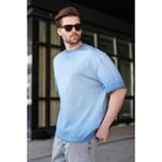 Madmext Indigo %100 Pamuklu Bisiklet Yaka Oversize Erkek Tişört E7177 - İndigo - XL
