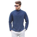 Madmext İndigo Balıkçı Yaka Oversize Erkek Kazak 6114,İndigo M