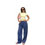 Madmext İndigo Geniş Paça Kadın Pantolon Mg1982,İndigo L