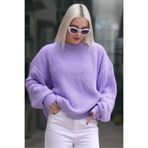 Madmext Kadın Bebe Yaka Oversize Düz Örgü Kazak, Mor