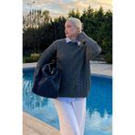 Madmext Kadın Bisiklet Yaka Triko Kazak, Gri, Oversize