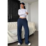 Madmext Kadın Eşofman Altı Lacivert Düz Pamuk-Polyester 2XL Regular Kalıp Günlük Stil
