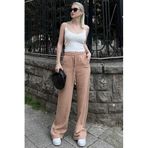 Madmext Kadın Kahverengi Beli Büzgülü Bol Paça Pantolon, M Beden
