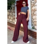 Madmext Kadın Müslin Bol Paça Pantolon, Bordo, M