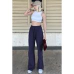 Madmext Kadın Pantolon, Lacivert, Bol Paça, Müslin, Normal Bel, XL Beden