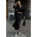 Madmext Kadın Siyah Saten Etek M Beden Uzunluk Sezonsuz %100 Polyester Kumaş