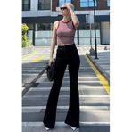 Madmext Kadın Siyah Yırtmaçlı Likralı Çan Paça Jean Pantolon Mg1518,Siyah 36