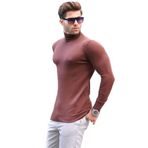 Madmext Kahverengi Balıkçı Yaka Erkek Triko Kazak 6809,Kahverengi 2XL