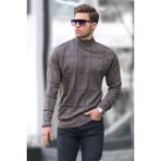Madmext Kahverengi Balıkçı Yaka Triko Kazak Erkek İçin Trend Stil Uzun Kol Fitted Kesim 5784