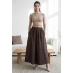 Madmext Kahverengi Beli Lastikli Midi Boy Kadın Etek MG2616 - XL