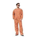 Madmext Kahverengi Bisiklet Yaka Batik Desenli Erkek Sweatshirt Pantolon Takım E7344,Kahverengi S