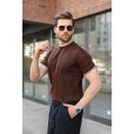 Madmext Kahverengi Bisiklet Yaka Regular Fit Triko Erkek Tişört E7487 - 2XL