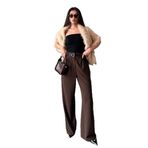 Madmext Kahverengi Çift Pileli Kemerli Pantolon Mg2330,Kahverengi 38