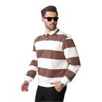Madmext Kahverengi Çizgili Polo Yaka Erkek Kazak E7173,Kahverengi M