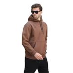 Madmext Kahverengi Kapüşonlu Cep Detaylı Nakışlı Erkek Sweatshirt 7054,Kahverengi L