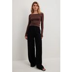 Madmext Kahverengi Kayık Yaka Basic Kadın Bluz MG1997