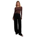 Madmext Kahverengi Kayık Yaka Basic Kadın Bluz Mg1997,Kahverengi M