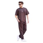 Madmext Kahverengi Oversize Kısa Kollu Eşofman Takımı 5954,Kahverengi 2XL