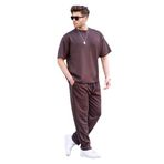 Madmext Kahverengi Oversize Kısa Kollu Eşofman Takımı 5954,Kahverengi L