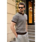 Madmext Kahverengi Polo Yaka Regular Fit Erkek Triko Tişört E7496 - 2XL