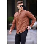 Madmext Kahverengi Rahat Kalıp Gabardin Erkek Gömlek 6810 - S