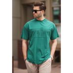 Madmext Koyu Yeşil Oversize Bisiklet Yaka Baskılı Erkek Tişört 7018 - XL